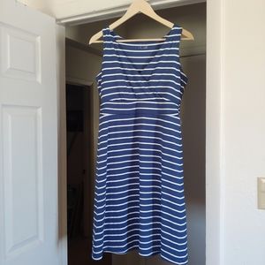 Eddie Bauer Blue/ White Steiped Dress Sleeveless M